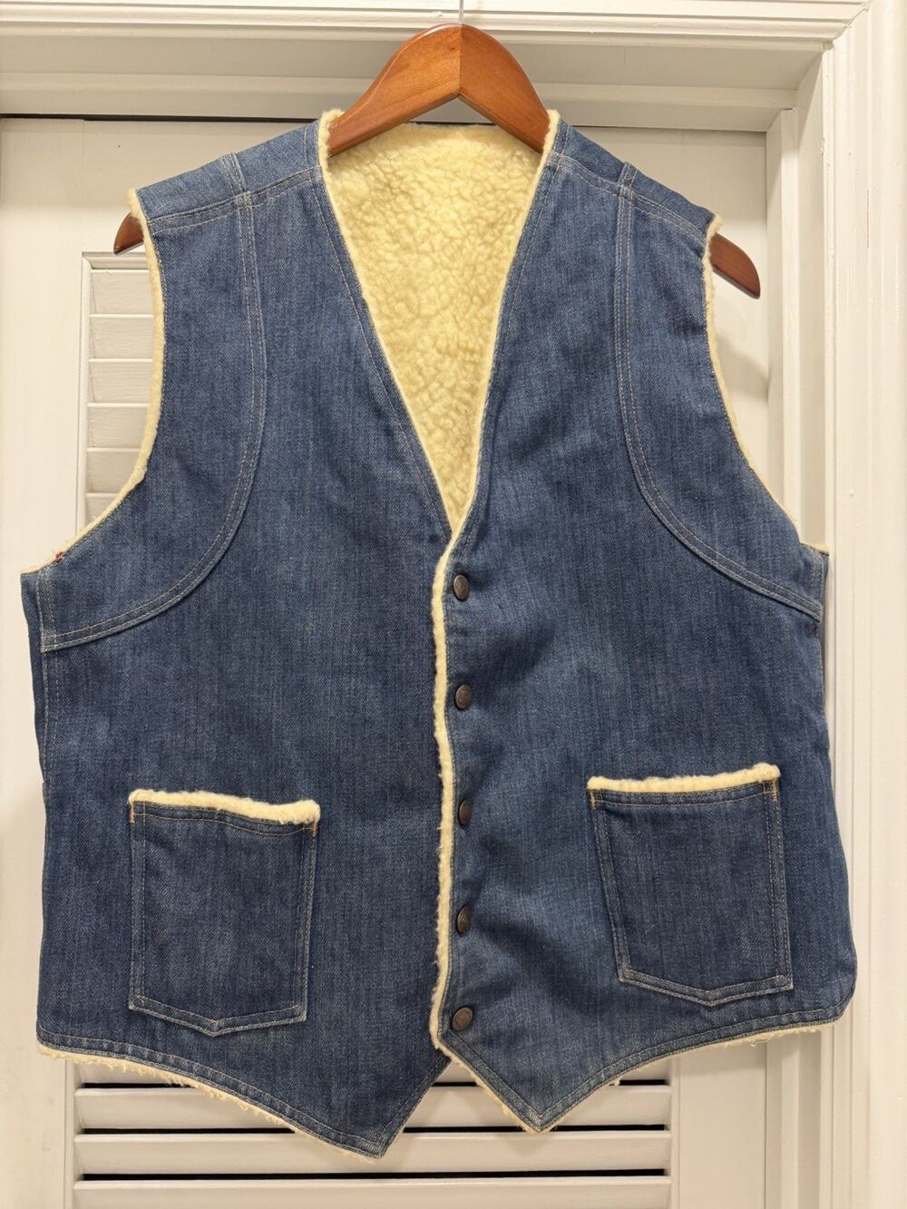 VTG 70s 80s Big Smith Denim Sherpa Lined Workwear Mens XL Vest Lot 80084 USA